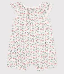 Petit Bateau Schlafanzüge, Strampler|Sets, Overalls & Latzhosen*Baby-Kurzoverall aus Baumwolle mit Blumenmotiv weiss MARSHMALLOW/weiss MULTICO