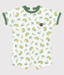 Petit Bateau Sets, Overalls & Latzhosen*Baby-Kurzoverall aus Baumwolle mit Surf-Motiven. weiss MARSHMALLOW/weiss MULTICO