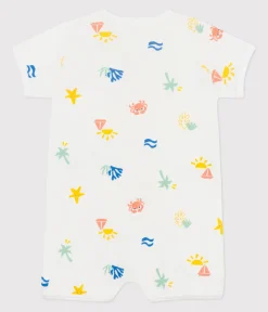 Petit Bateau Schlafanzüge, Strampler|Sets, Overalls & Latzhosen*Baby-Kurzoverall aus bedruckter Baumwolle weiss MARSHMALLOW/weiss MULTICO