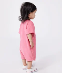 Petit Bateau Sets, Overalls & Latzhosen*Baby-Kurzoverall aus einfarbigem Baumwoll-Frottee mit Aufnäher rosa PEONIA