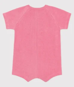 Petit Bateau Sets, Overalls & Latzhosen*Baby-Kurzoverall aus einfarbigem Baumwoll-Frottee mit Aufnäher rosa PEONIA