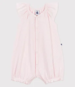 Petit Bateau Schlafanzüge, Strampler|Sets, Overalls & Latzhosen*Baby-Kurzoverall aus einfarbiger Baumwolle rosa FLEUR