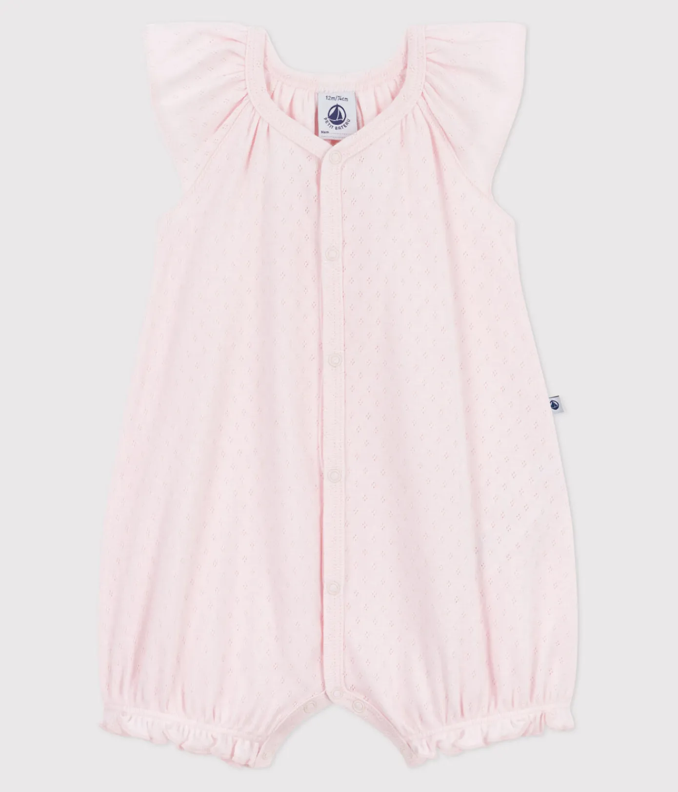 Petit Bateau Schlafanzüge, Strampler|Sets, Overalls & Latzhosen*Baby-Kurzoverall aus einfarbiger Baumwolle rosa FLEUR
