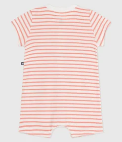 Petit Bateau Sets, Overalls & Latzhosen|Newborn*Baby-Kurzoverall aus gestreiftem Baumwoll-Frottee orange MARSHMALLOW/ ABRICOT