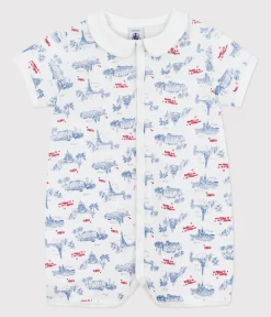 Petit Bateau Schlafanzüge, Strampler|Sets, Overalls & Latzhosen*Baby-Kurzoverall mit Paris-Motiv am Kragen weiss MARSHMALLOW/weiss MULTICO