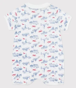 Petit Bateau Schlafanzüge, Strampler|Sets, Overalls & Latzhosen*Baby-Kurzoverall mit Paris-Motiv am Kragen weiss MARSHMALLOW/weiss MULTICO