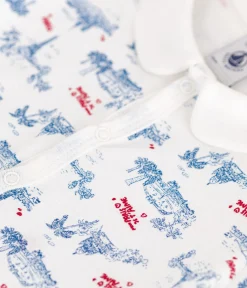 Petit Bateau Schlafanzüge, Strampler|Sets, Overalls & Latzhosen*Baby-Kurzoverall mit Paris-Motiv am Kragen weiss MARSHMALLOW/weiss MULTICO