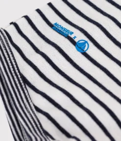 Petit Bateau Sets, Overalls & Latzhosen*Baby-Kurzoverall Monsieur Madame aus Baumwolle weiss MARSHMALLOW/blau SMOKING