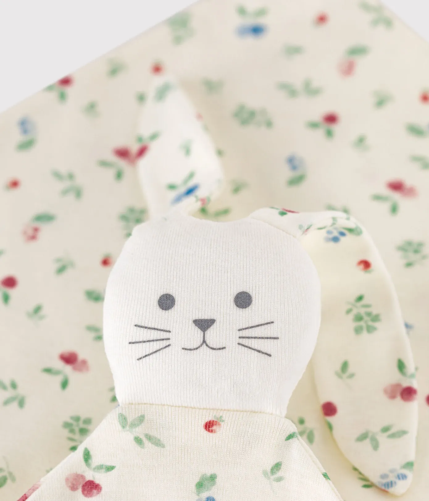 Petit Bateau Kuscheltiere|Newborn*Baby-Kuscheltier aus bedruckter Baumwolle weiss MARSHMALLOW/weiss MULTICO