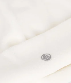 Petit Bateau Accessoires, Sonnenhüte, Caps|Newborn*Babymützchen für Neugeborene aus Bouclette-Samt weiss MARSHMALLOW