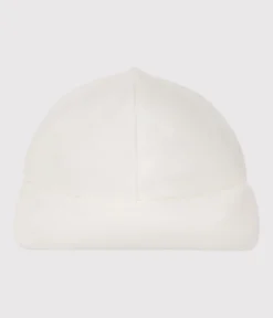 Petit Bateau Accessoires, Sonnenhüte, Caps|Newborn*Babymützchen für Neugeborene aus Bouclette-Samt weiss MARSHMALLOW