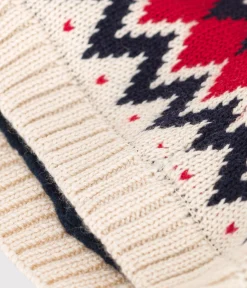 Petit Bateau Accessoires, Sonnenhüte, Caps*Baby-Mütze aus Jacquard-Wollstoff weiss AVALANCHE/ MULTICO