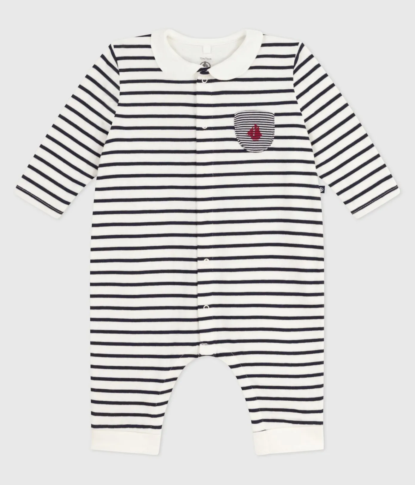 Petit Bateau Sets, Overalls & Latzhosen|Newborn*Baby-Overall mit Kragen aus Baumwolle und Matrosenstreifen weiss MARSHMALLOW/blau SMOKING