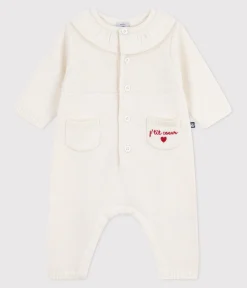 Petit Bateau Sets, Overalls & Latzhosen|Newborn*Baby-Overall mit Strickkragen und weiss MARSHMALLOW