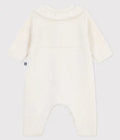 Petit Bateau Sets, Overalls & Latzhosen|Newborn*Baby-Overall mit Strickkragen und weiss MARSHMALLOW
