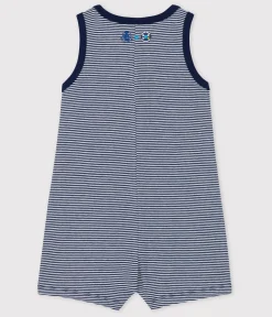 Petit Bateau Schlafanzüge, Strampler|Sets, Overalls & Latzhosen*Baby-Overall x Water Family blau MEDIEVAL/weiss MARSHMALLOW