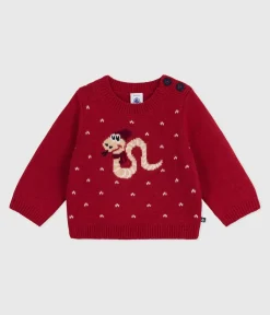 Petit Bateau Pullover, Cardigans*Baby-Pullover aus Woll- und Baumwollstrick ROT