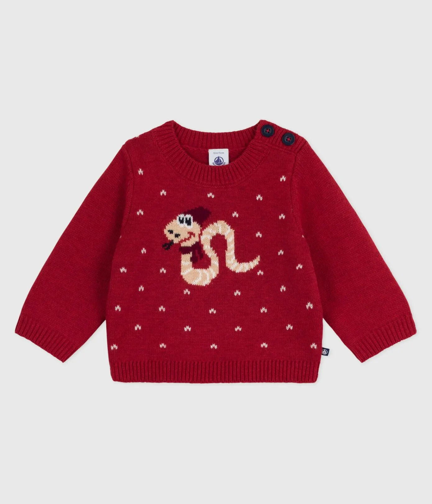 Petit Bateau Pullover, Cardigans*Baby-Pullover aus Woll- und Baumwollstrick ROT