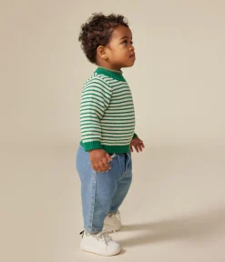 Petit Bateau Pullover, Cardigans*Baby-Pullover aus Woll- und Baumwollstrick grün JARDIN/ AVALANCHE