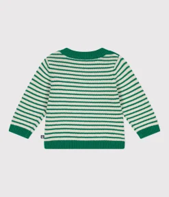 Petit Bateau Pullover, Cardigans*Baby-Pullover aus Woll- und Baumwollstrick grün JARDIN/ AVALANCHE