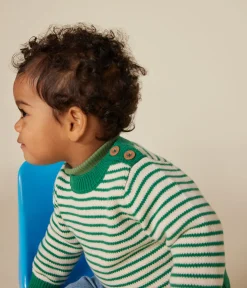 Petit Bateau Pullover, Cardigans*Baby-Pullover aus Woll- und Baumwollstrick grün JARDIN/ AVALANCHE