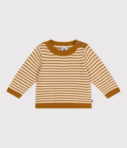 Petit Bateau Pullover, Cardigans*Baby-Pullover aus Woll- und Baumwollstrick ECUREUIL/ AVALANCHE