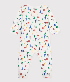 Petit Bateau Schlafanzüge, Strampler*Baby-Pyjama aus Baumwolle mit Paris-Printmotiv weiss MARSHMALLOW/weiss MULTICO