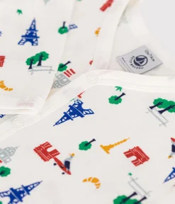 Petit Bateau Schlafanzüge, Strampler*Baby-Pyjama aus Baumwolle mit Paris-Printmotiv weiss MARSHMALLOW/weiss MULTICO