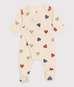 Petit Bateau Schlafanzüge, Strampler|Newborn*Babypyjama mit Herzmotiv aus Baumwolle weiss AVALANCHE/ MULTICO