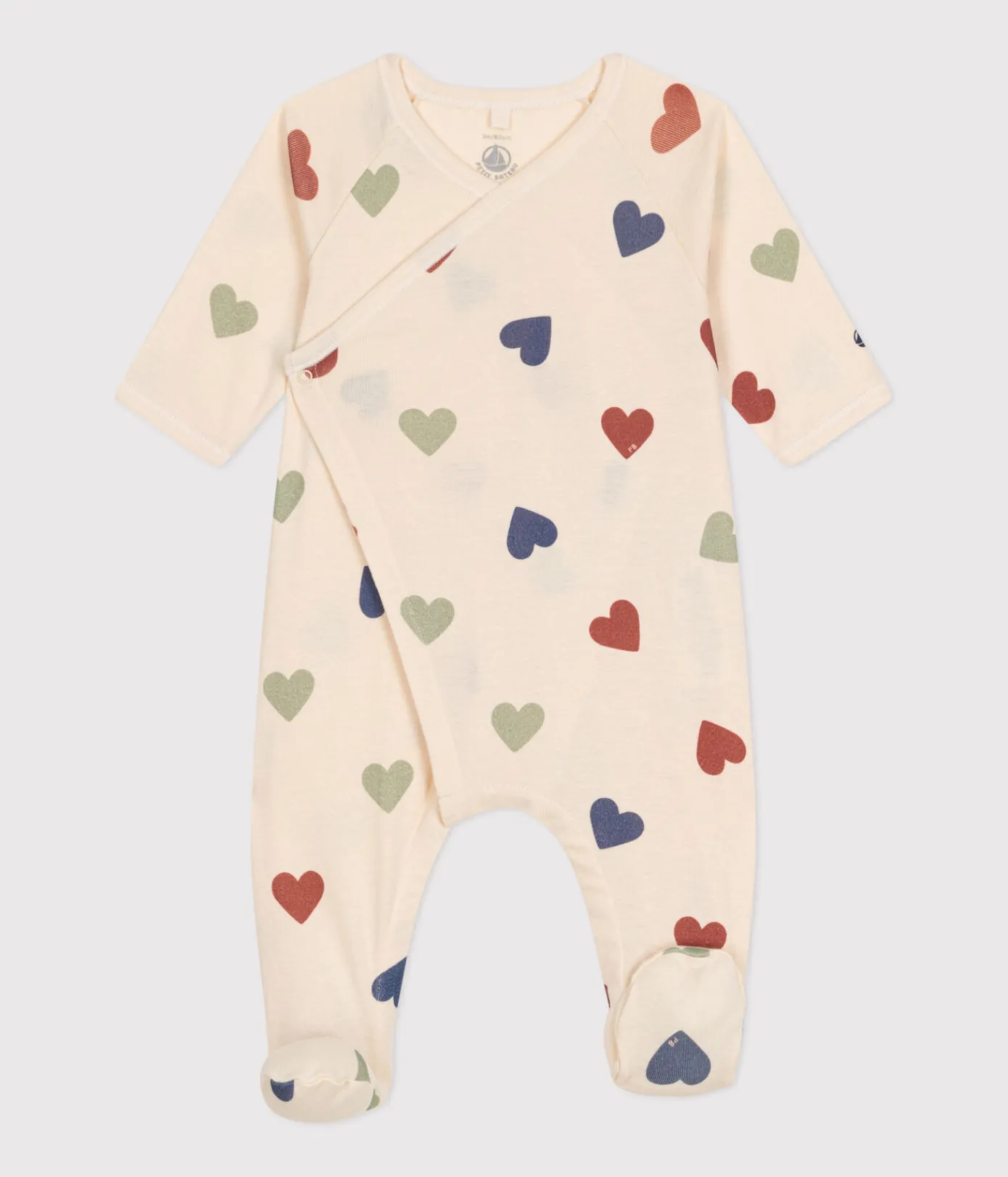 Petit Bateau Schlafanzüge, Strampler|Newborn*Babypyjama mit Herzmotiv aus Baumwolle weiss AVALANCHE/ MULTICO