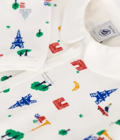 Petit Bateau Schlafanzüge, Strampler*Baby-Pyjama ohne Füße aus Baumwolle mit Printmotiv Paris weiss MARSHMALLOW/weiss MULTICO