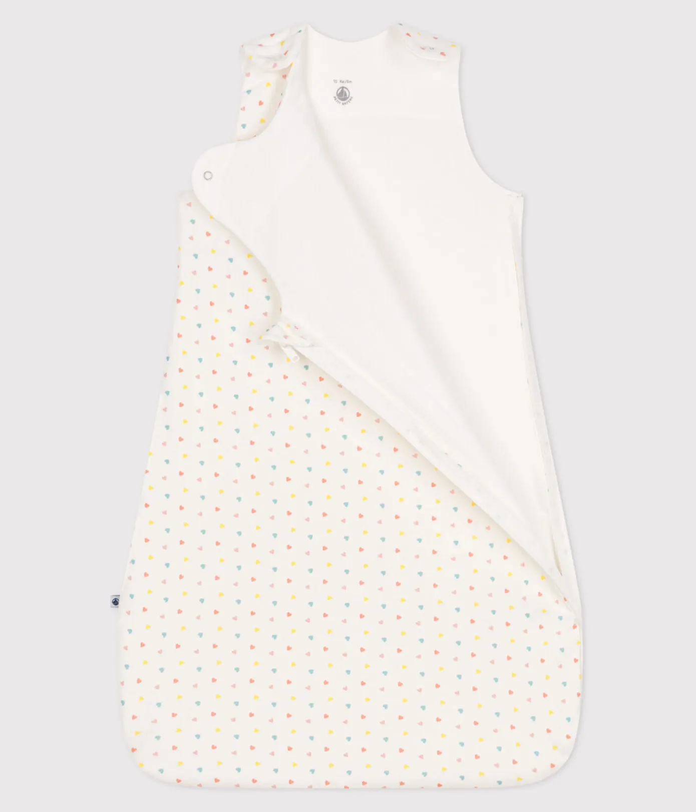 Petit Bateau Schlafsäcke, Decken|Newborn*Babyschlafsack aus bedruckter Baumwolle, TOG 1,5 weiss MARSHMALLOW/weiss MULTICO