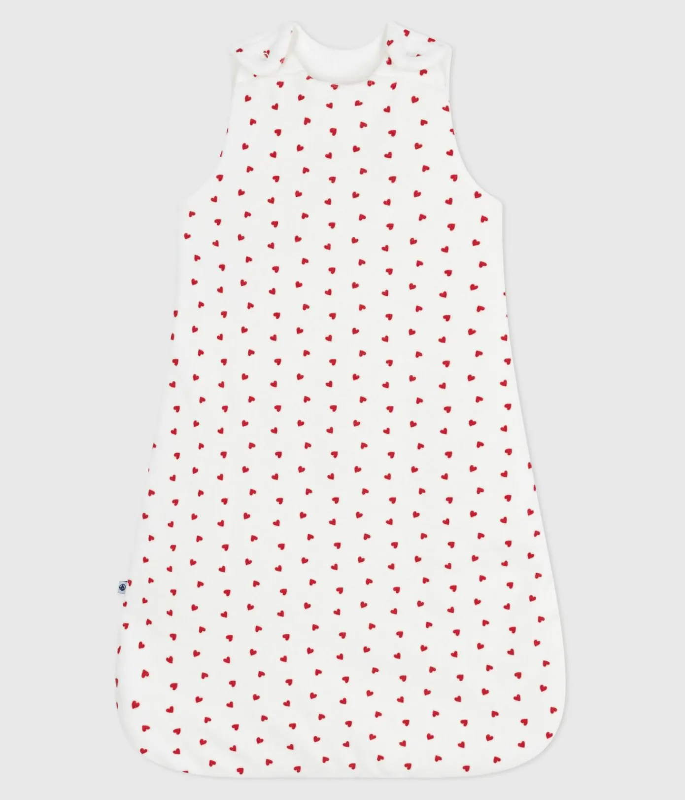 Petit Bateau Schlafsäcke, Decken|Newborn*Baby-Schlafsack aus Nicki mit Herzmotiv TOG-Wert 3 weiss MARSHMALLOW/ROT TERKUIT