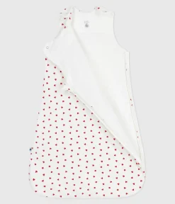 Petit Bateau Schlafsäcke, Decken|Newborn*Baby-Schlafsack aus Nicki mit Herzmotiv TOG-Wert 3 weiss MARSHMALLOW/ROT TERKUIT