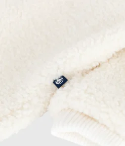 Petit Bateau Jacken, Anoraks|Newborn*Baby-Schneeanzug aus Sherpa mit Öhrchen und Ringelstreifen-Futter naturfarben MILK