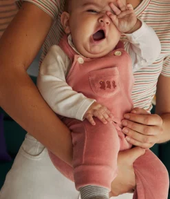 Petit Bateau Sets, Overalls & Latzhosen|Newborn*Baby-Set Latzhose aus Nicki rosa ROSEWOOD