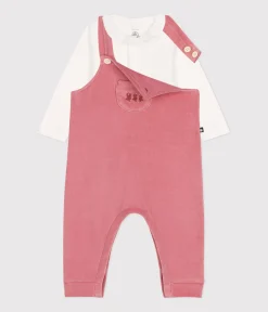 Petit Bateau Sets, Overalls & Latzhosen|Newborn*Baby-Set Latzhose aus Nicki rosa ROSEWOOD