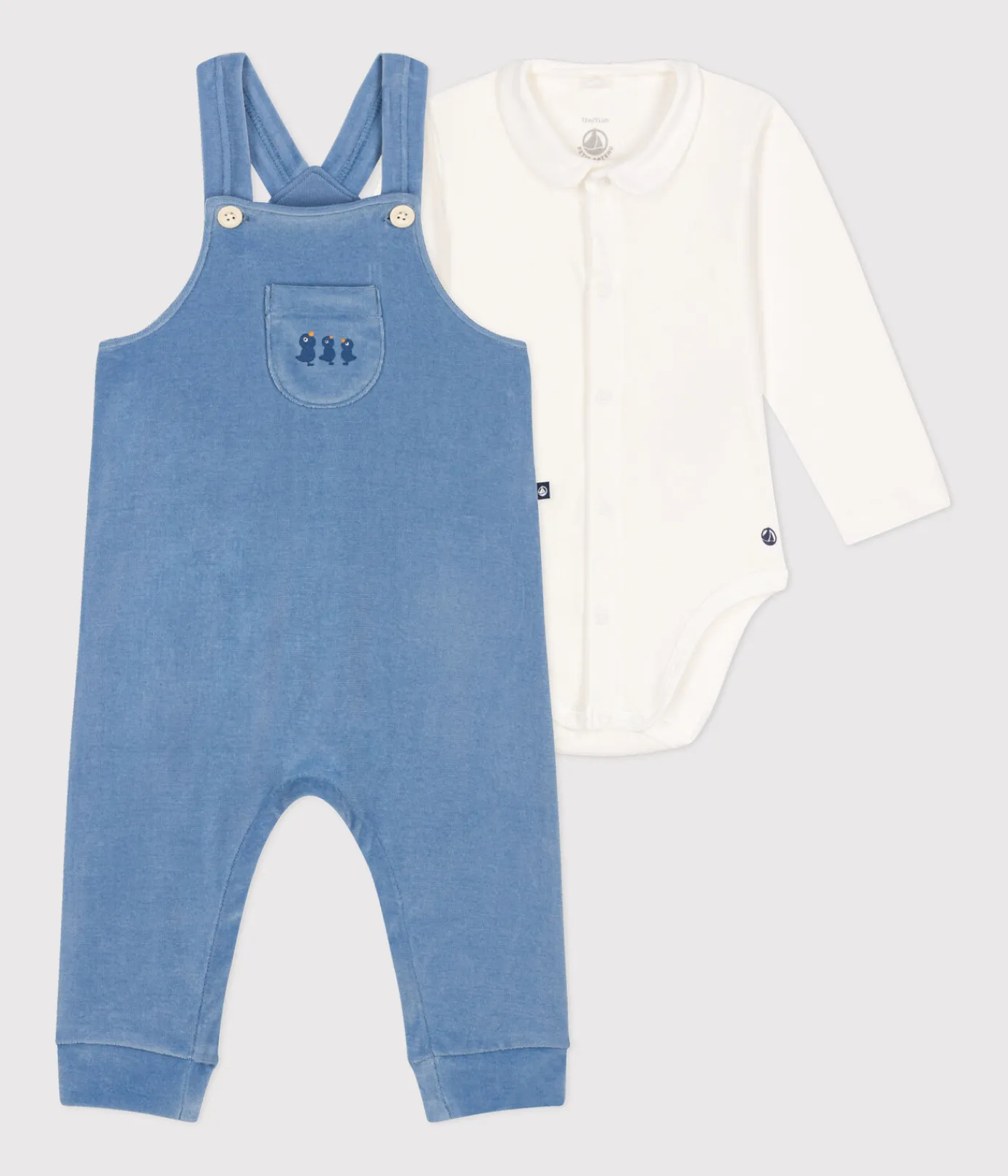 Petit Bateau Newborn|Sets, Overalls & Latzhosen*Baby-Set Latzhose aus Nicki blau BEACH