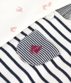 Petit Bateau Sets, Overalls & Latzhosen|Newborn*Baby-Set Latzhose mit Marinestreifen und gemusterter Body weiss MARSHMALLOW/blau SMOKING