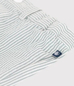 Petit Bateau Shorts, Hosen, Leggings*Baby-Shorts aus gestreiftem Seersucker weiss MARSHMALLOW/blau BRUT