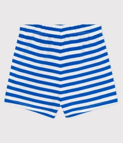 Petit Bateau Shorts, Hosen, Leggings*Baby-Shorts aus gestreifter Baumwolle blau PORCELANA/ MARSHMALLOW