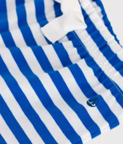 Petit Bateau Shorts, Hosen, Leggings*Baby-Shorts aus gestreifter Baumwolle blau PORCELANA/ MARSHMALLOW