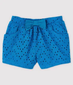 Petit Bateau Shorts, Hosen, Leggings*Baby-Shorts mit englischer Stickerei für Mädchen blau MYKONOS