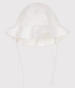 Petit Bateau Accessoires, Sonnenhüte, Caps*Baby-Sonnenhut aus einfarbiger Popeline weiss ECUME