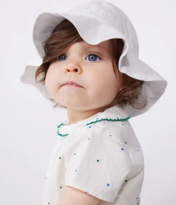 Petit Bateau Accessoires, Sonnenhüte, Caps*Baby-Sonnenhut aus einfarbiger Popeline weiss ECUME