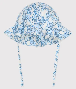 Petit Bateau Accessoires, Sonnenhüte, Caps*Baby-Sonnenhut aus gemusterter Popeline für Mädchen blau MARSHMALLOW/ PORCELANA