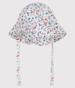 Petit Bateau Accessoires, Sonnenhüte, Caps*Baby-Sonnenhut aus Popeline mit Blumenmuster für Mädchen weiss MARSHMALLOW/weiss MULTICO
