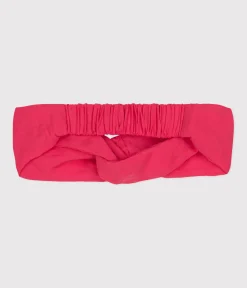 Petit Bateau Accessoires, Sonnenhüte, Caps*Baby-Stirnband aus einfarbigem Leinenstoff rosa GLOSS