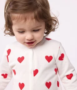 Petit Bateau Schlafanzüge, Strampler*Baby-Strampler aus Baumwolle mit roten Herzen weiss MARSHMALLOW/ROT TERKUIT