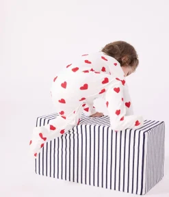 Petit Bateau Schlafanzüge, Strampler*Baby-Strampler aus Baumwolle mit roten Herzen weiss MARSHMALLOW/ROT TERKUIT